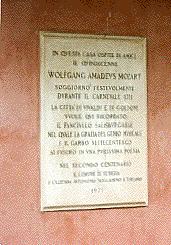 Placa de W.A.Mozart em Veneza
