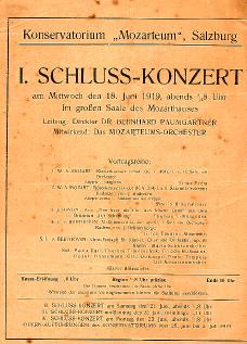 Mozarteum Salzburg 1919